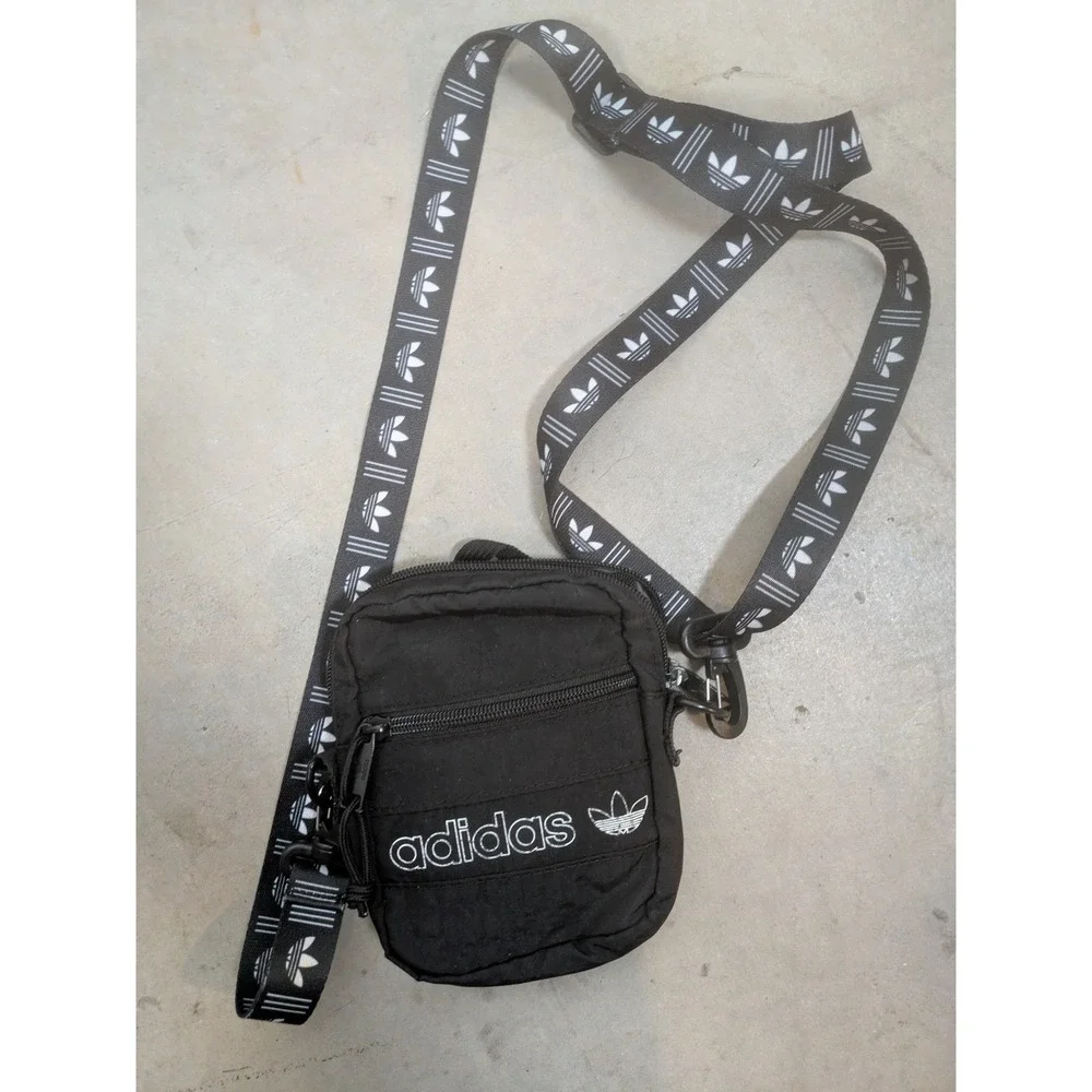 Adidas Festival Bag Men's Women's OS Black Trefoil Logo Crossbody Nylon Strap